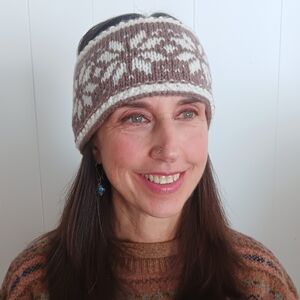 Hand Crafted Handknit Taupe Brown Traditional Scandinavian Ski Headband